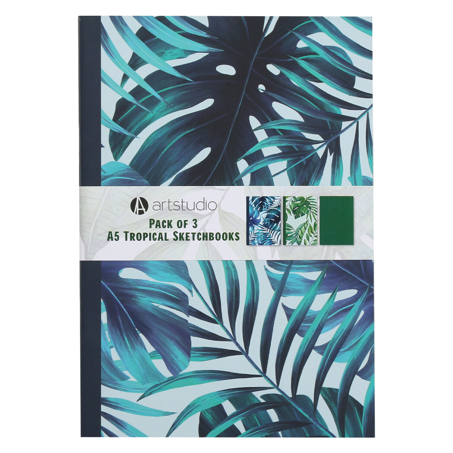 Pack of Three A5 Tropical Sketchbooks - Green Image