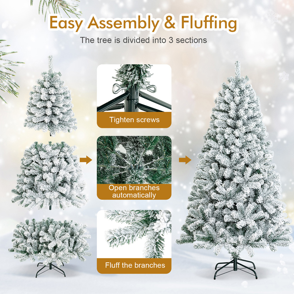 Costway Snow Flocked Artificial Christmas Tree 6ft Image 6