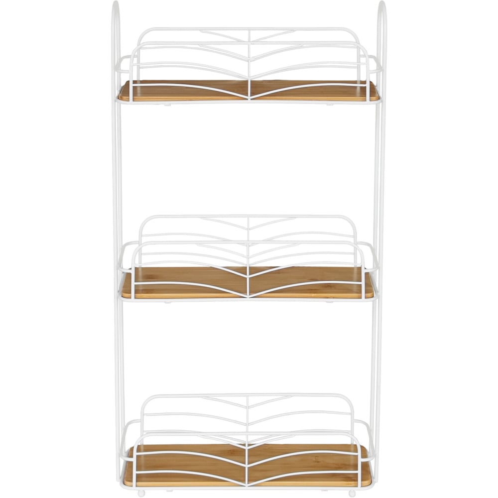 3 Tier Bamboo Rectangle Caddy  - White and Natural Image 8