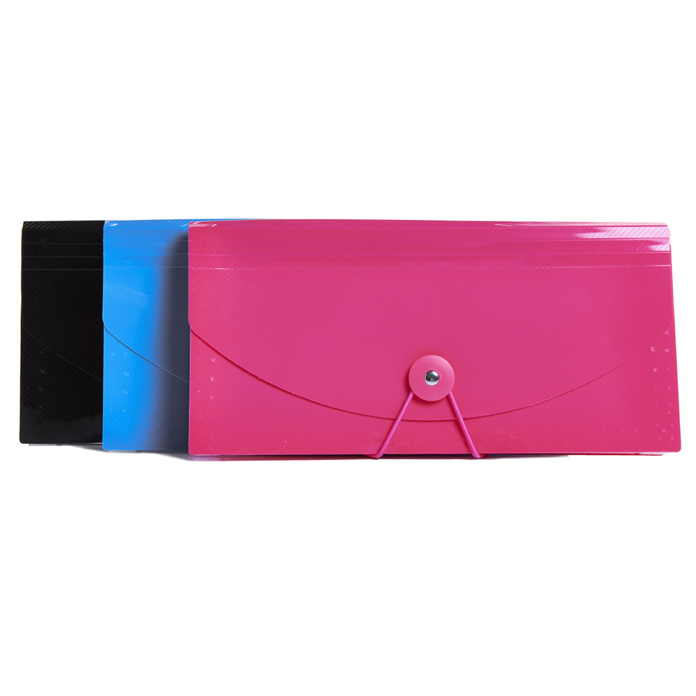 Wilko Cheque Size Document Wallet with 13 Pockets Assorted Colours Image 1