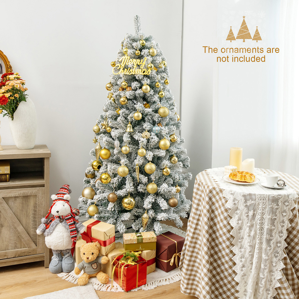 Costway Snow Flocked Artificial Christmas Tree 6ft Image 3