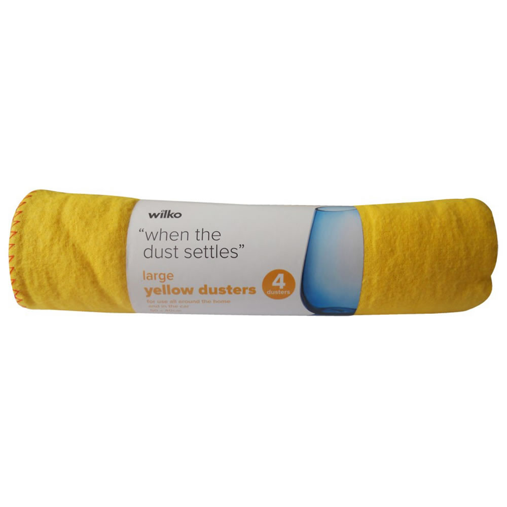 Wilko Large Yellow Dusters 4 pack Image 1