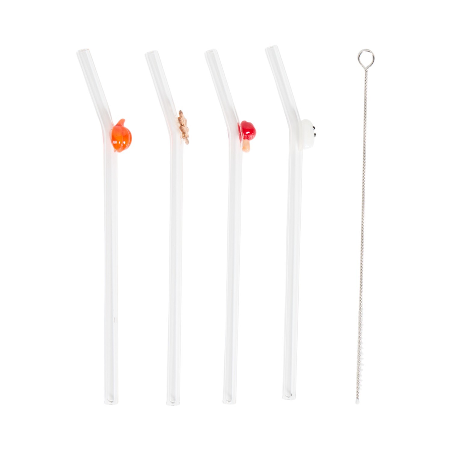 Pack of 4 Autumn Halloween Icon Glass Straws Clear Image 2