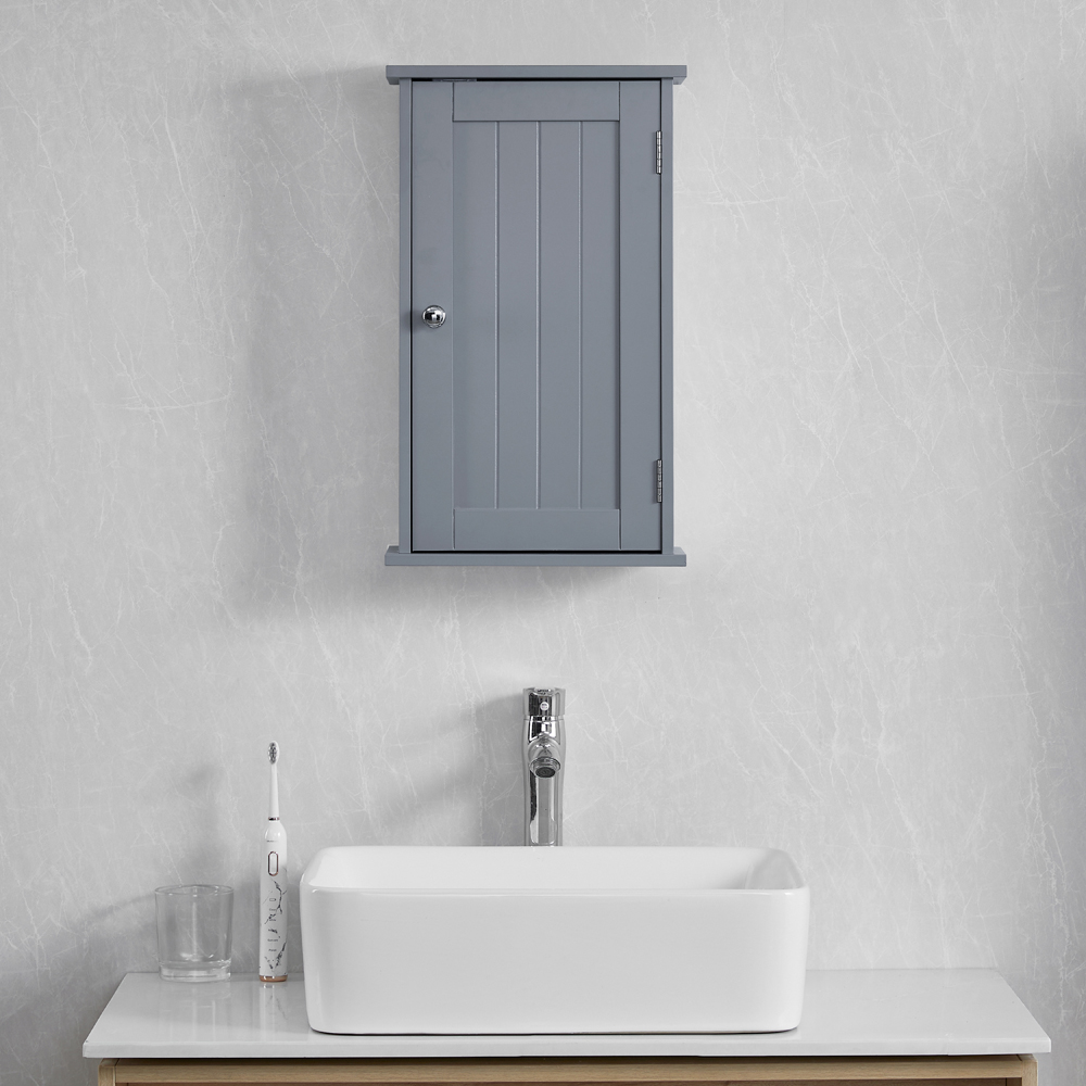 BATH VIDA Priano Single Door Grey Wall Mounted Bathroom Cabinet Image 4