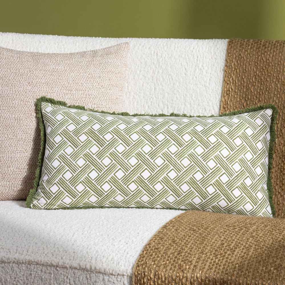 Hoem Alexa Olive Geometric Cushion Image 2