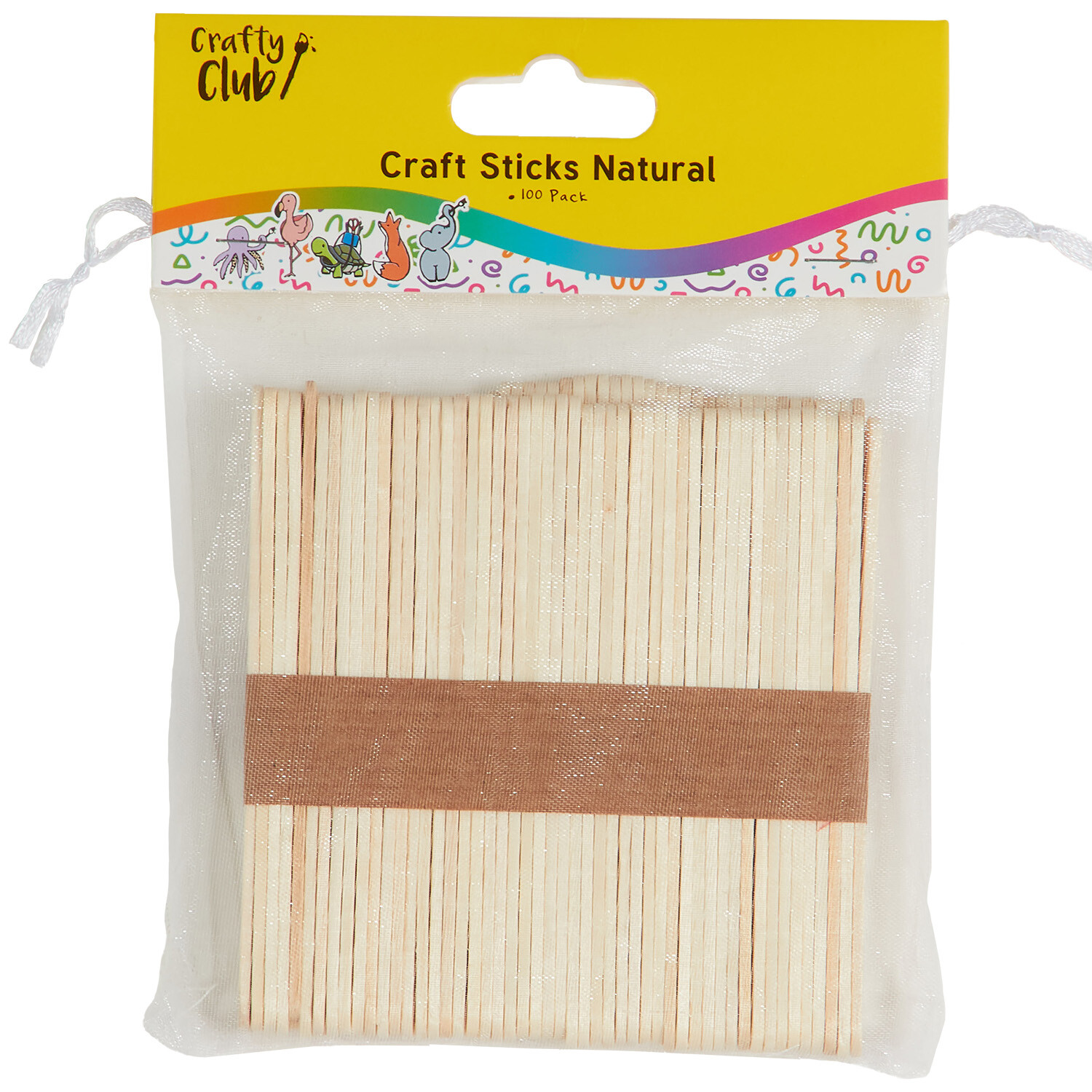 Pack of 100 Crafty Club Craft Sticks - Natural Image 1