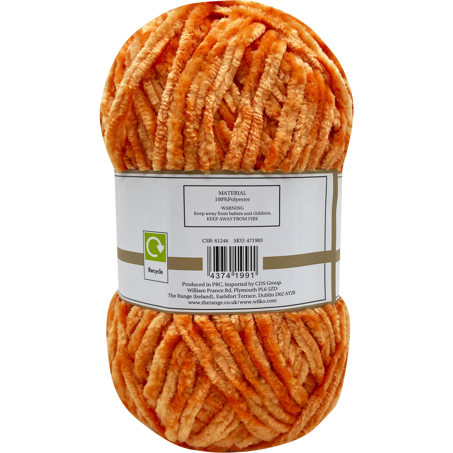 Chenille Yarn Orange Image 2