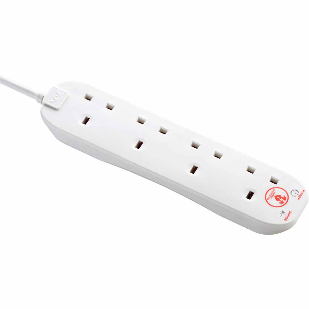 Masterplug 13amp 4m 4 Gang White Surge Protected Extension Lead Image 7