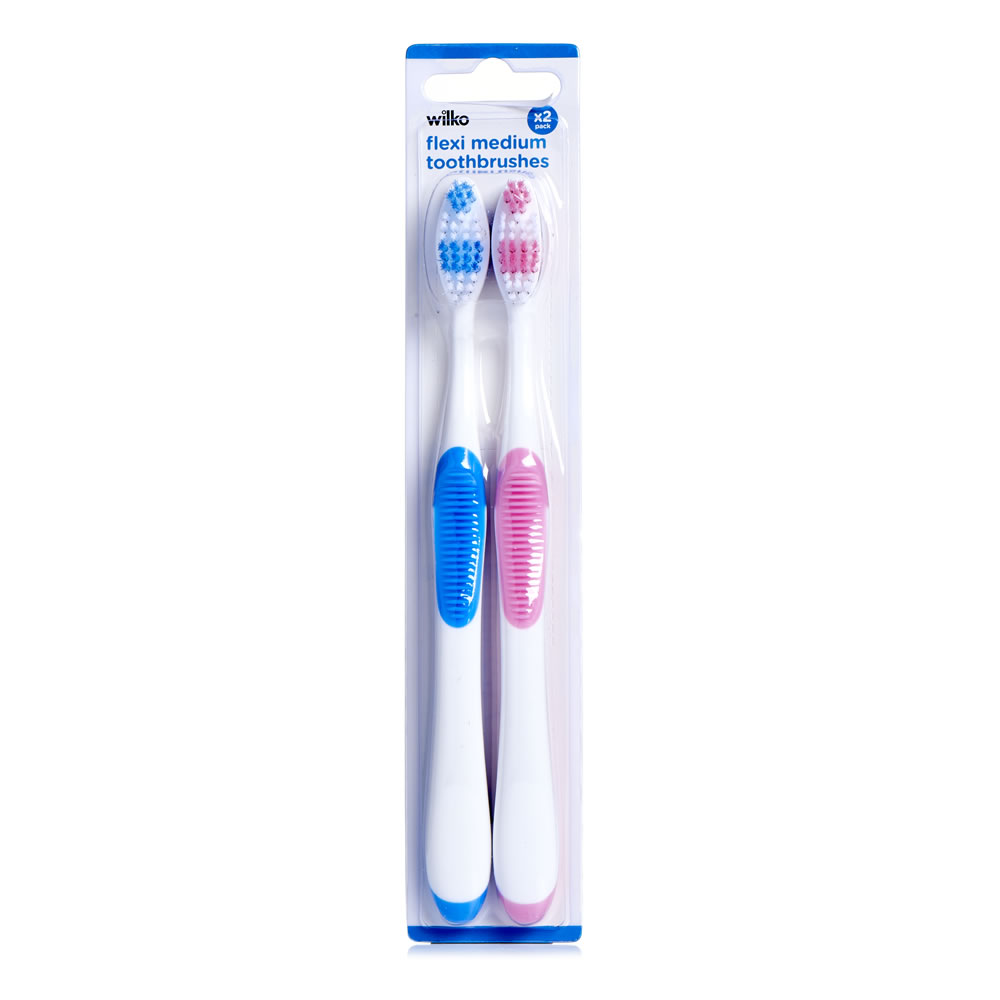 Wilko Flexi Medium Toothbrush 2 pack Image