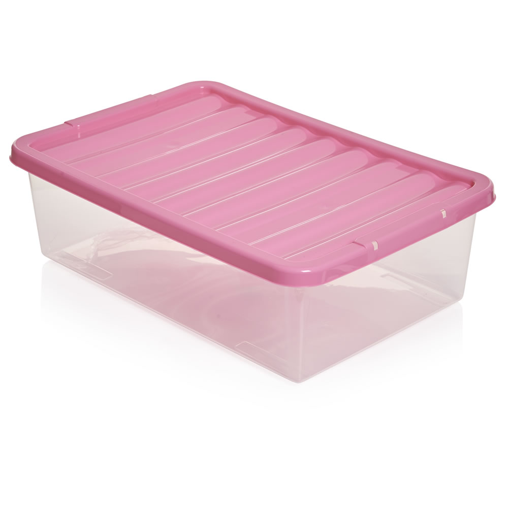 Wilko Underbed Box Pink 32L Wilko