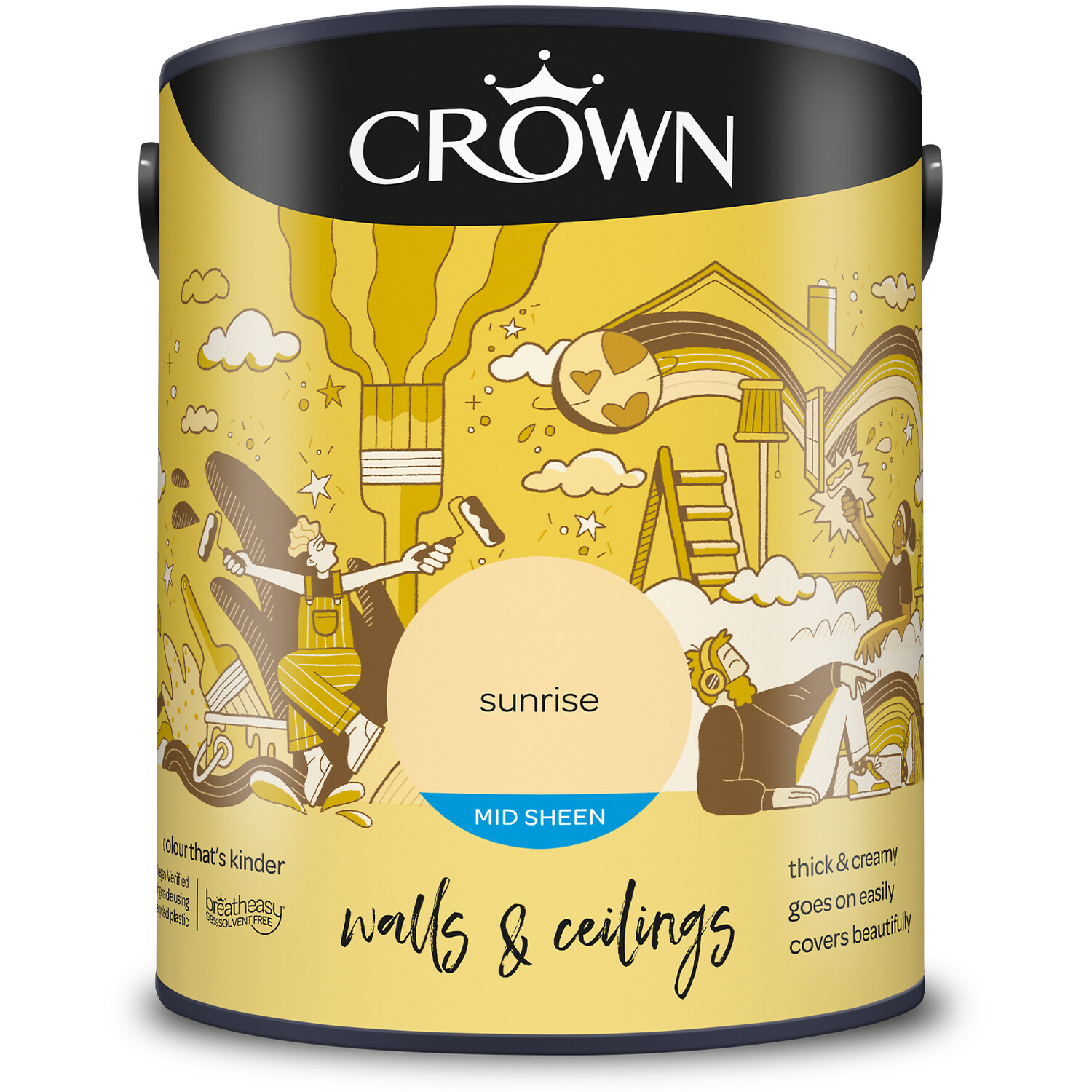 Crown Walls & Ceilings Sunrise Mid Sheen Emulsion Paint 5L Image 2
