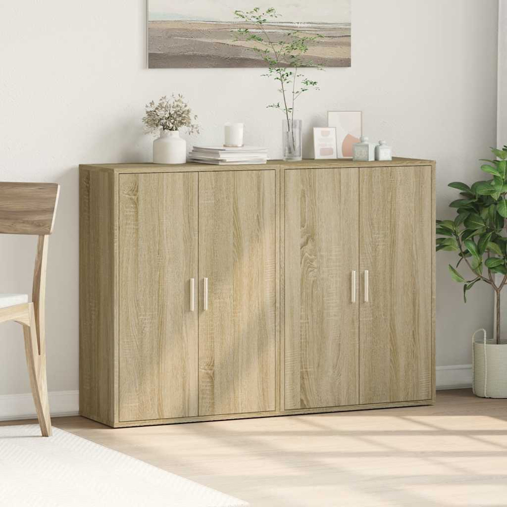 vidaXL 2 Door Sonoma Oak Sideboard Set of 2 Image 8