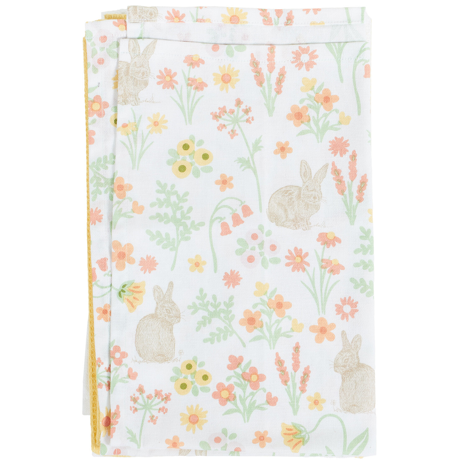 Pack of 3 Bunny Print Tea Towels - Multicolour Image 1