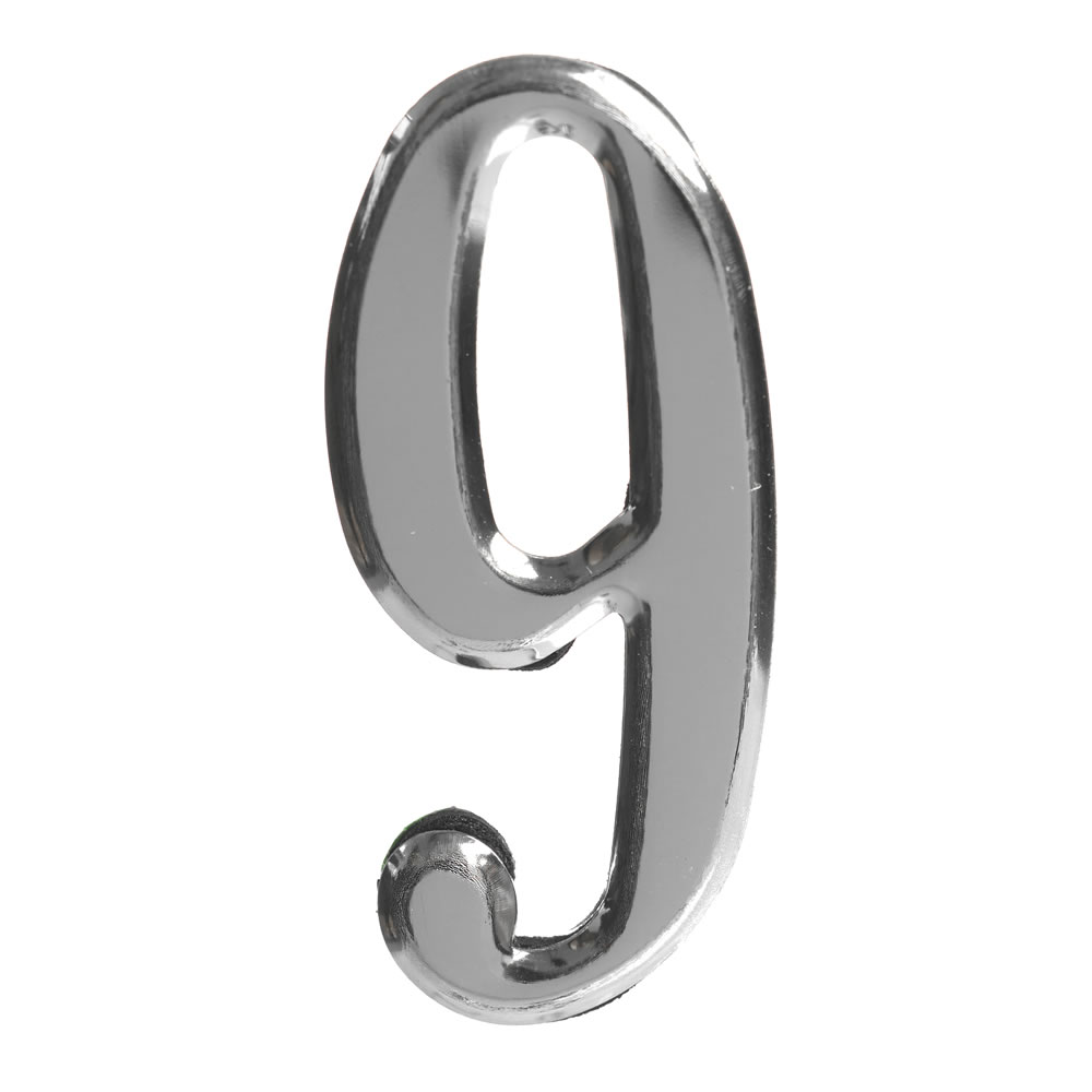 Wilko Numeral 9 Silver Effect 3in Image
