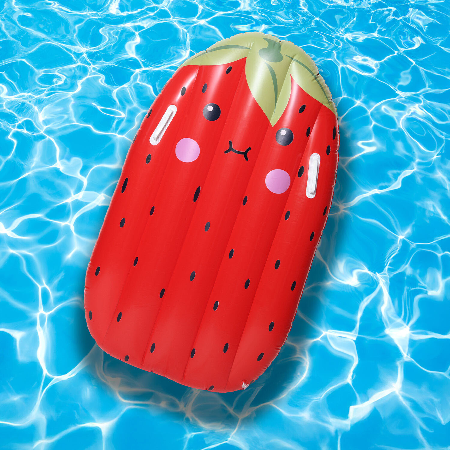 Watermelon Inflatable Float with Handles - Red and Green Image 2