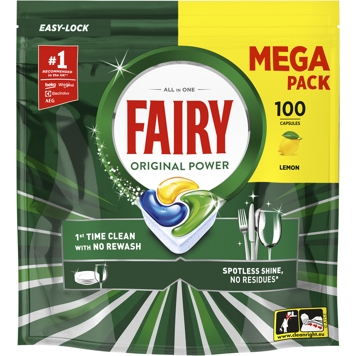 Fairy Original Power All-in-One Dishwasher Tablets Image 2
