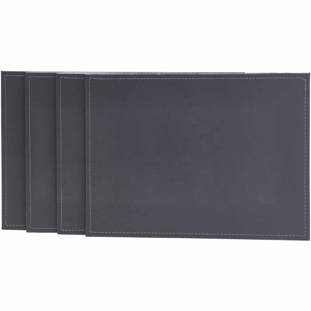 Wilko Faux Grey Leather Placemats 4pk, Faux Leather Placemats