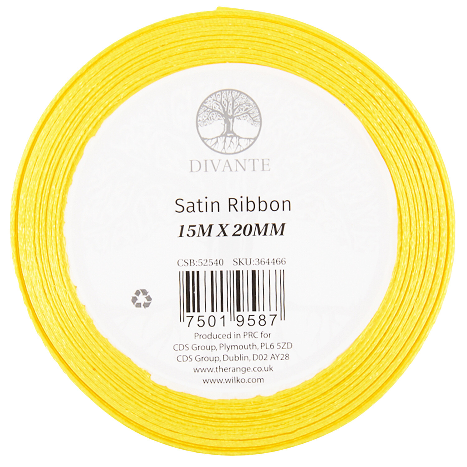 Satin Ribbon 15m - Sicilian Lemon Image 1