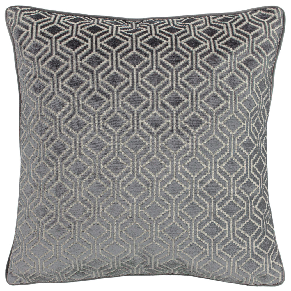 Paoletti Avenue Grey Velvet Jacquard Cushion Image 1