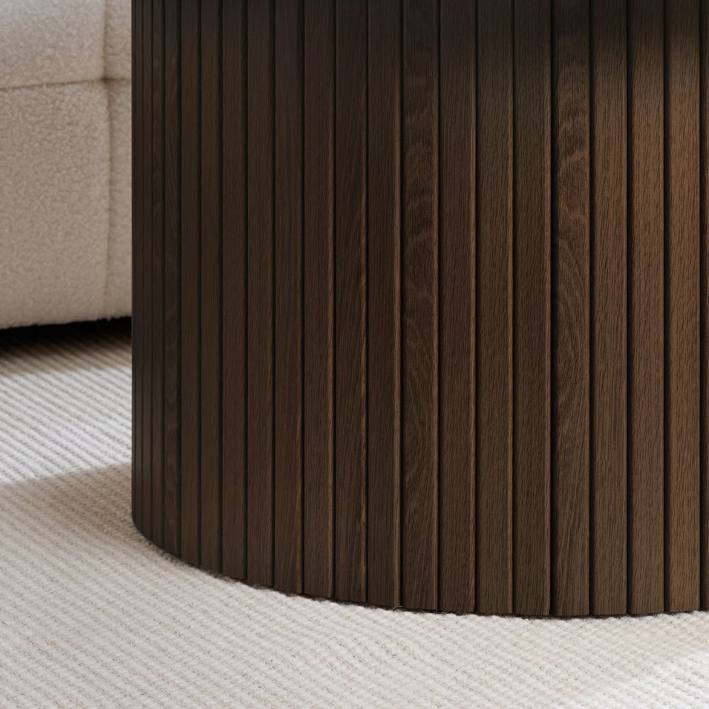 Birlea Axel Walnut Round Fluted Coffee Table Image 4