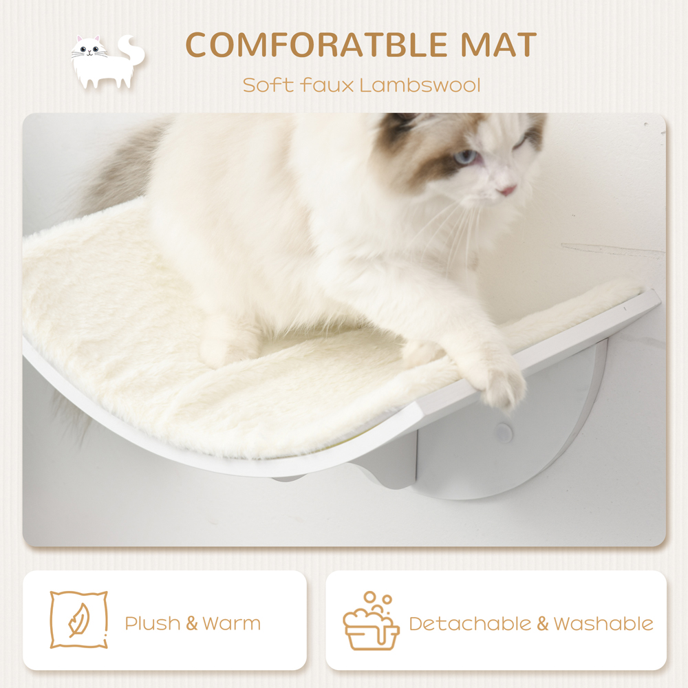 PawHut White Wall Mounted Shelf Perch Cat Bed Image 2