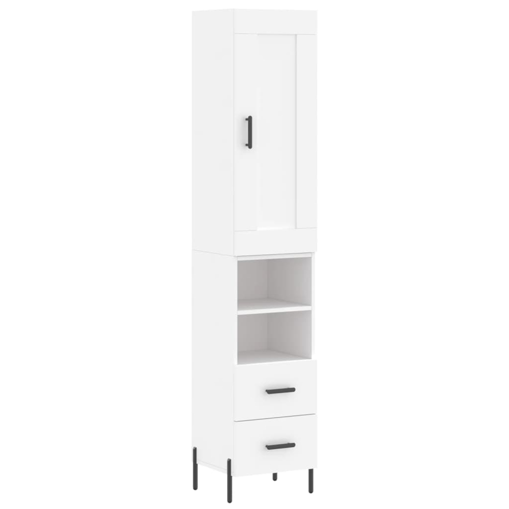 vidaXL Single Door 2 Drawer 2 Shelf White Highboard Image 2