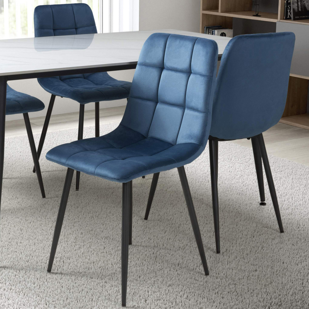 Madison Set of 4 Blue Brushed Velvet Dining Chair Image 1