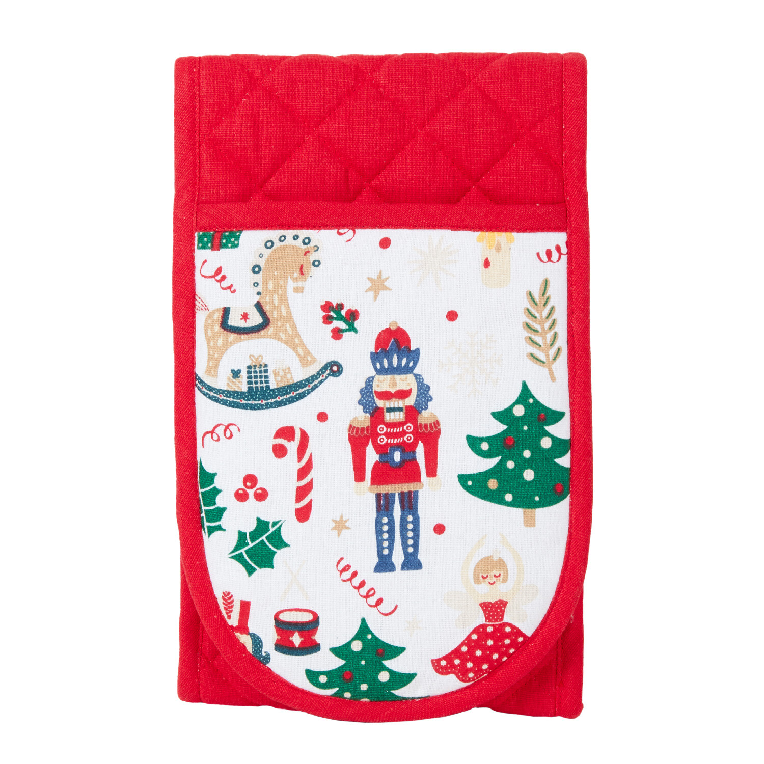 Christmas Print Double Oven Glove - Red Image 2