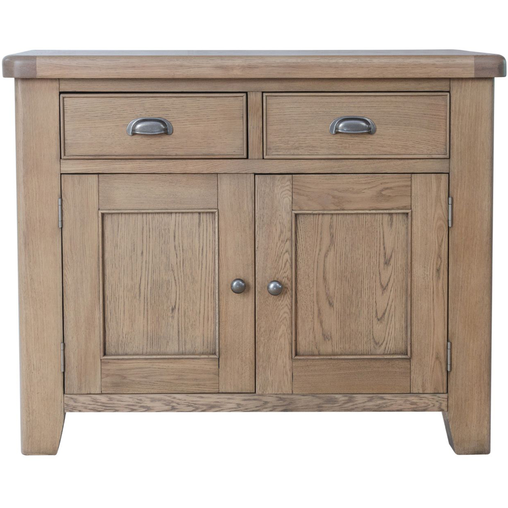 Home Source Holcombe 2 Door 2 Drawer Oak Veneer Solid Wood Sideboard Image 3