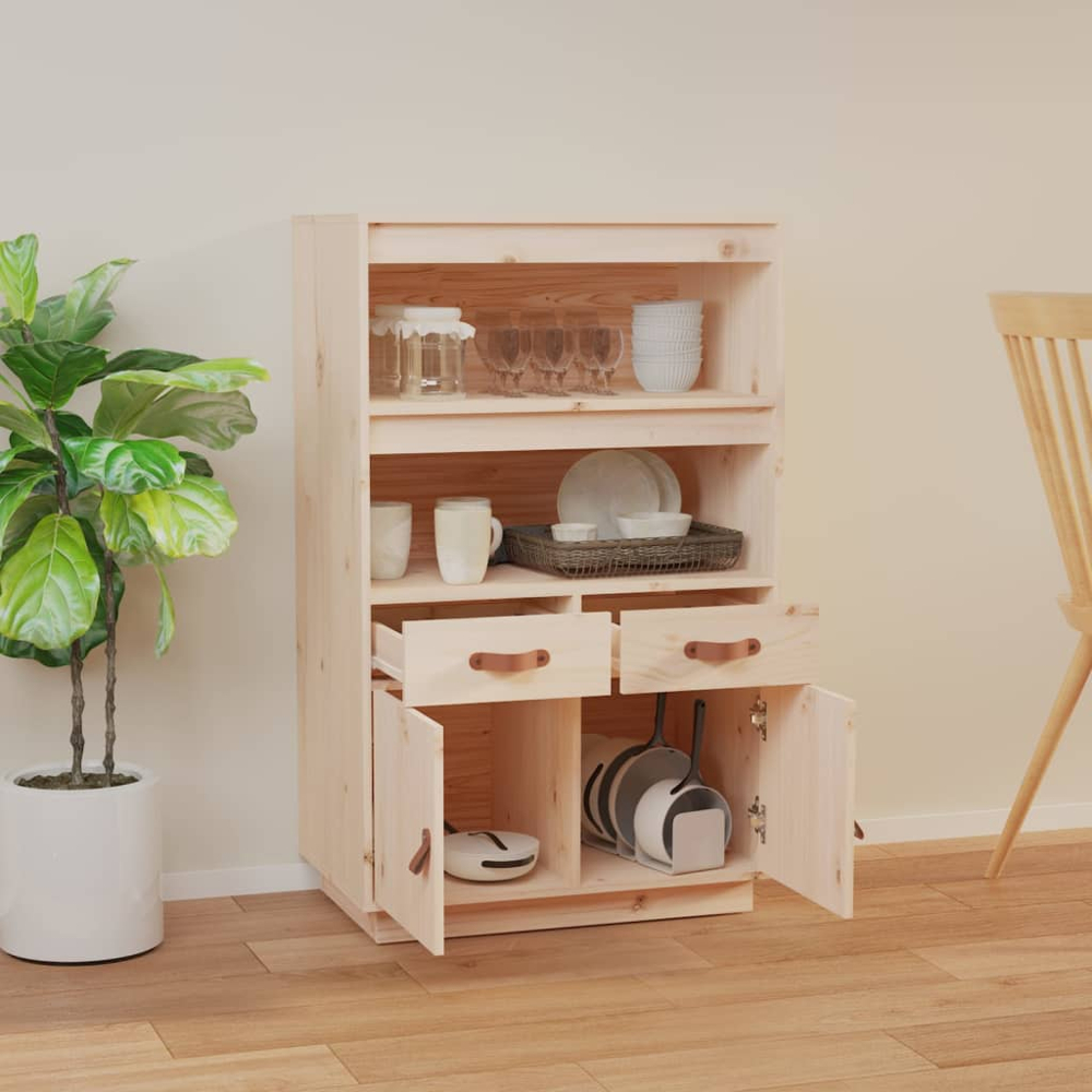 vidaXL 2 Door 2 Drawer 2 Shelf Solid Pine Wood Highboard Image 8