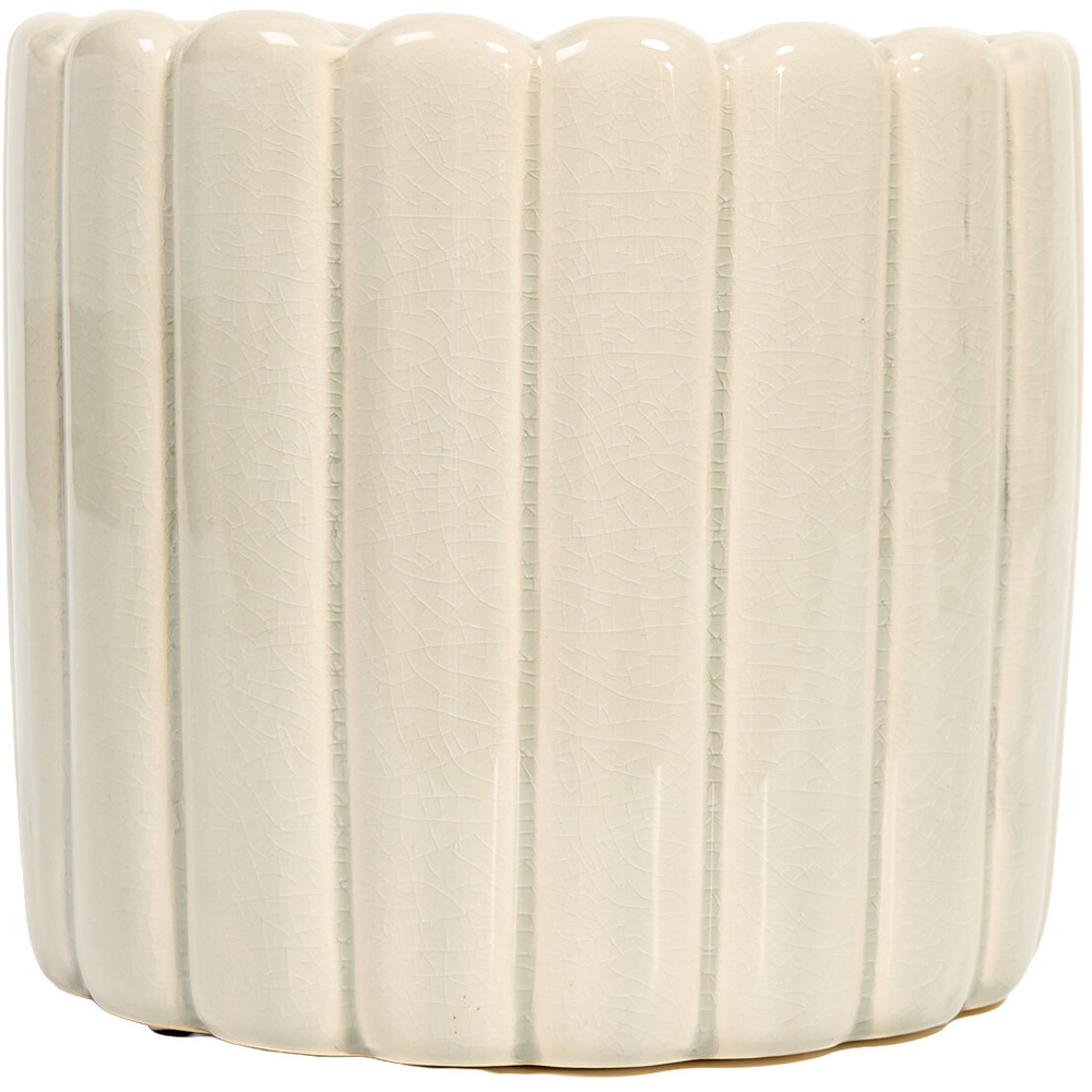Ribbed Plant Pot Cream Image 1