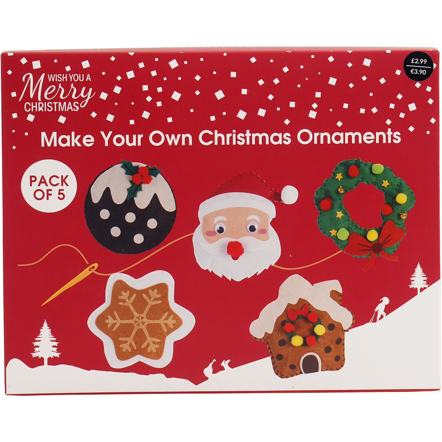 Pack of 5 Make Your Own Christmas Ornaments - Multicolour Image 1