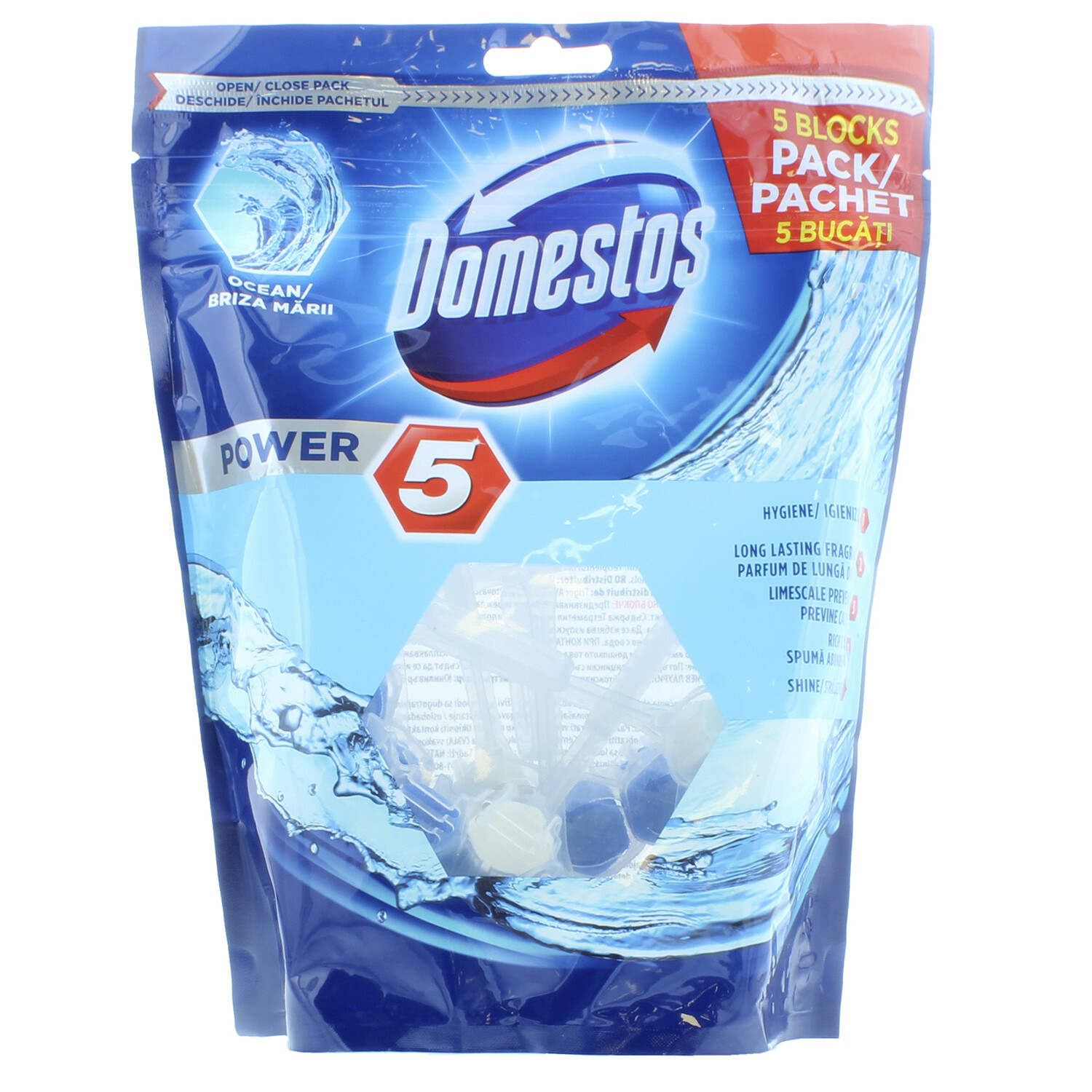 Pack of 5 Domestos Power Toilet Cleaner - Ocean Image