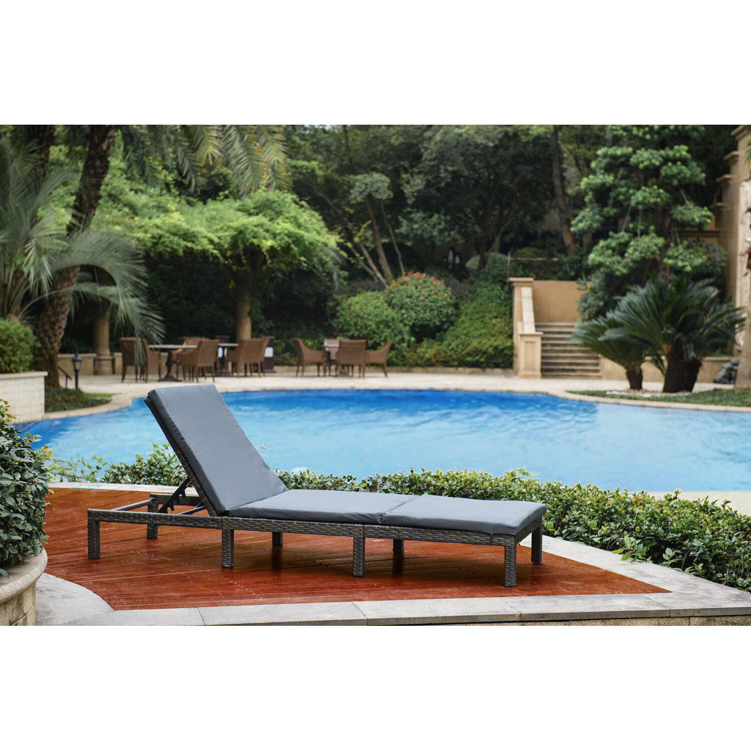 Rattan Adjustable Sun Patio Lounger Image 1
