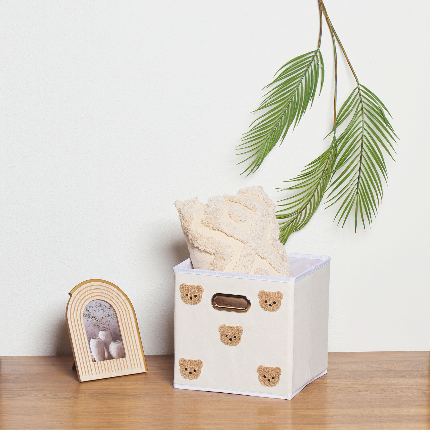 Teddy Bear Cube White and Brown Image 1