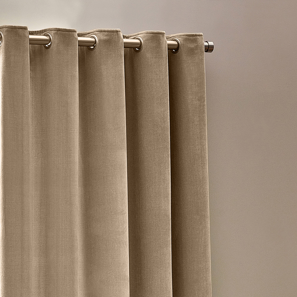 Yard Natural Heavy Chenille Velvet Eyelet Curtain 117 x 183cm Image 3
