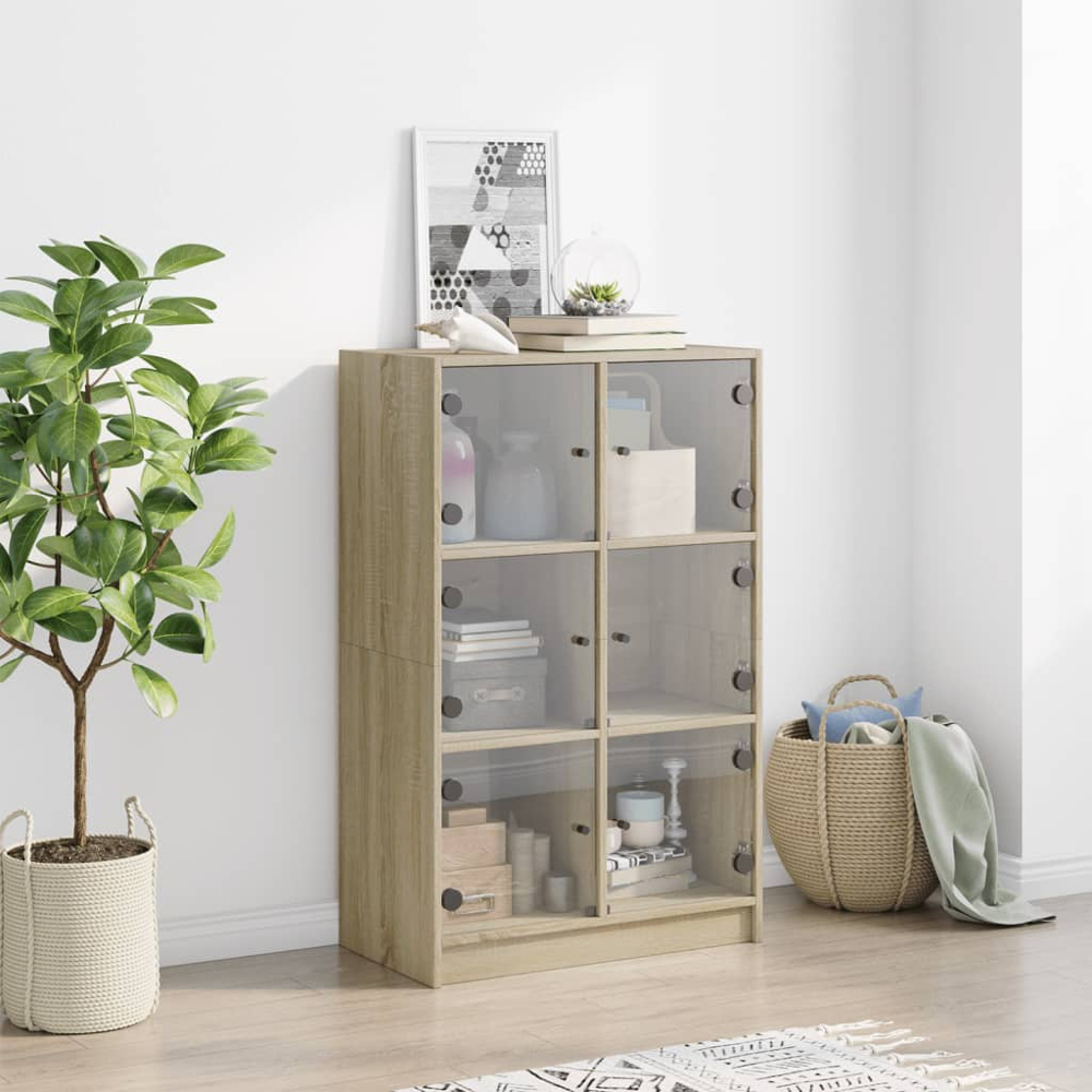 vidaXL 6 Glass Door Sonoma Oak Highboard Image 9