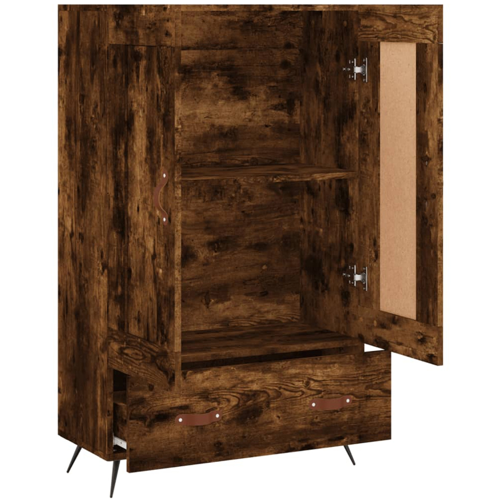 vidaXL 2 Door Single Drawer Smoked Oak Highboard Image 6