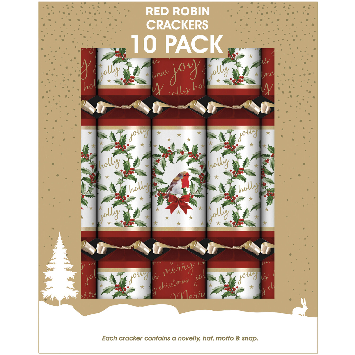 Pack of 10 Luxury Crackers Red Robin Image