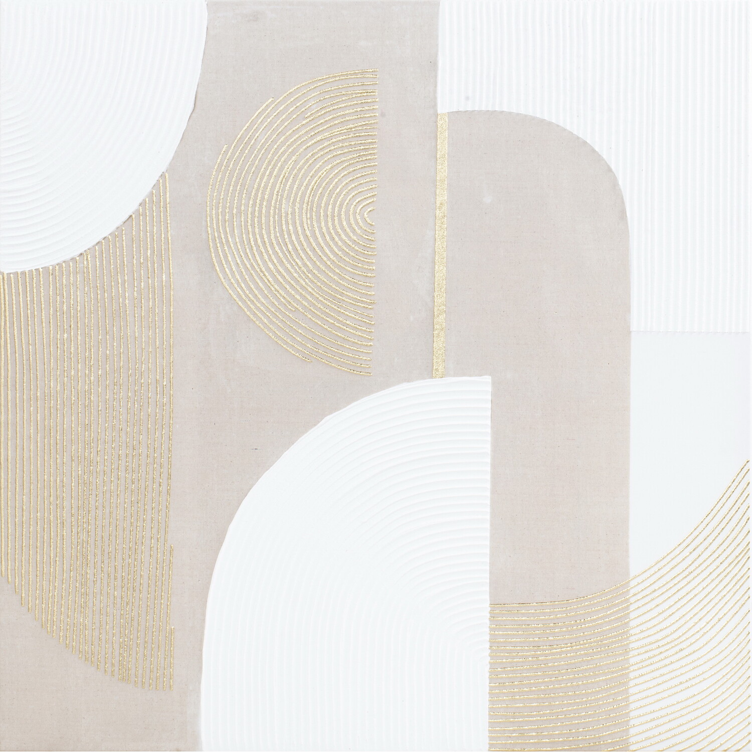 Abstract Mirage Gold Embossed Canvas - Natural Image 1