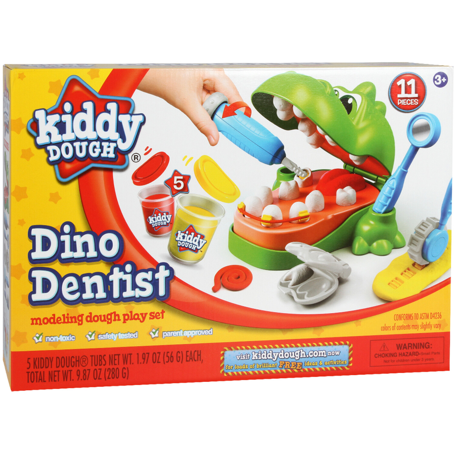 Kiddy Dough Yellow Dino Dentist Modelling Dough Play Set Image