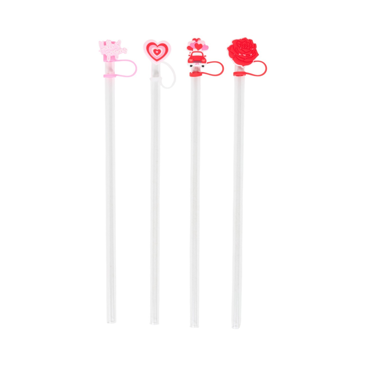 Pack of 4 Valentine's Straws and Straw Toppers Image 2
