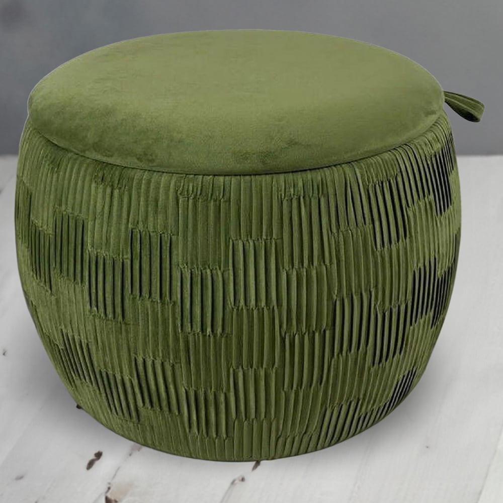 Olive Pleat Storage Stool Image 1