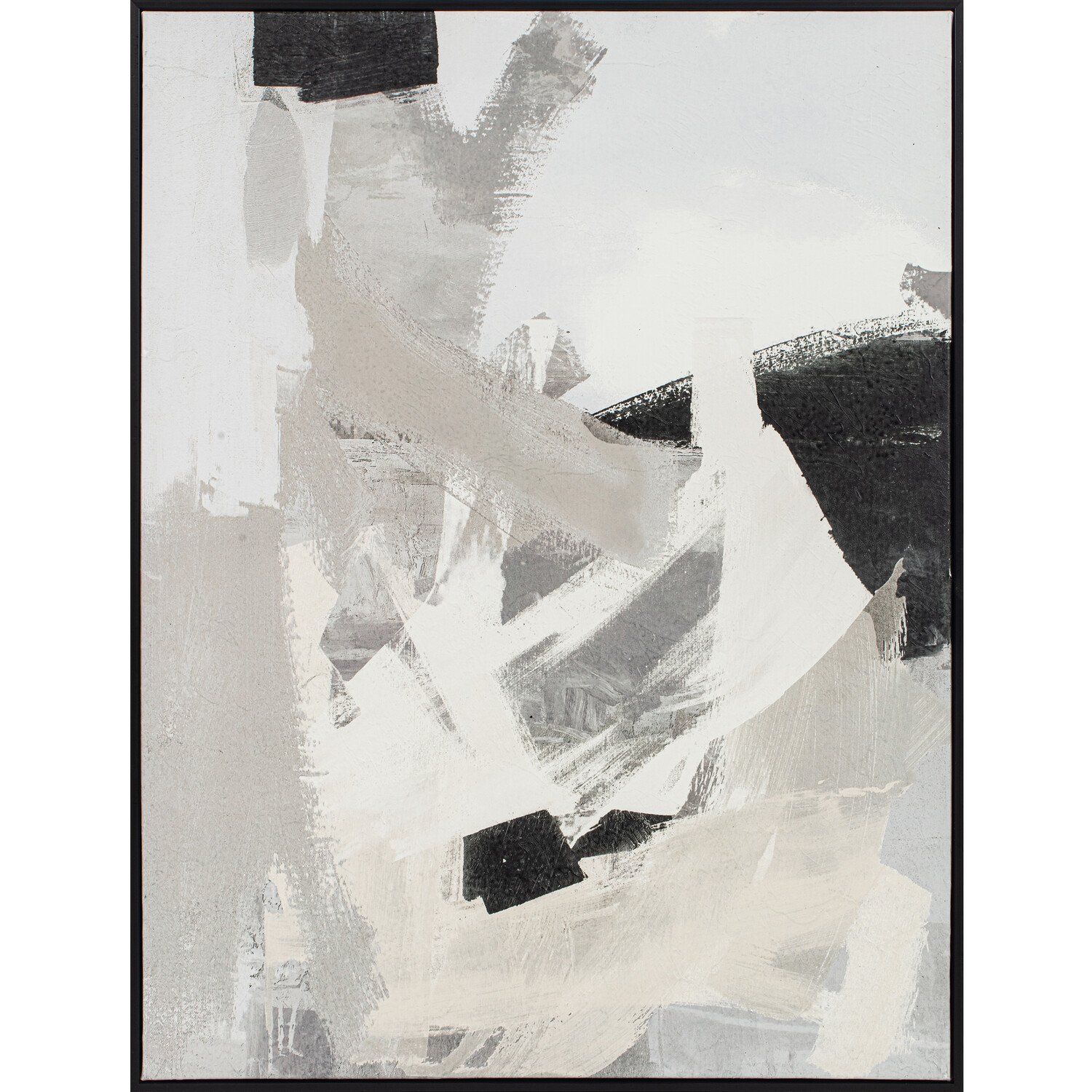 Monochrome Abstract Framed Canvas Grey Image 1