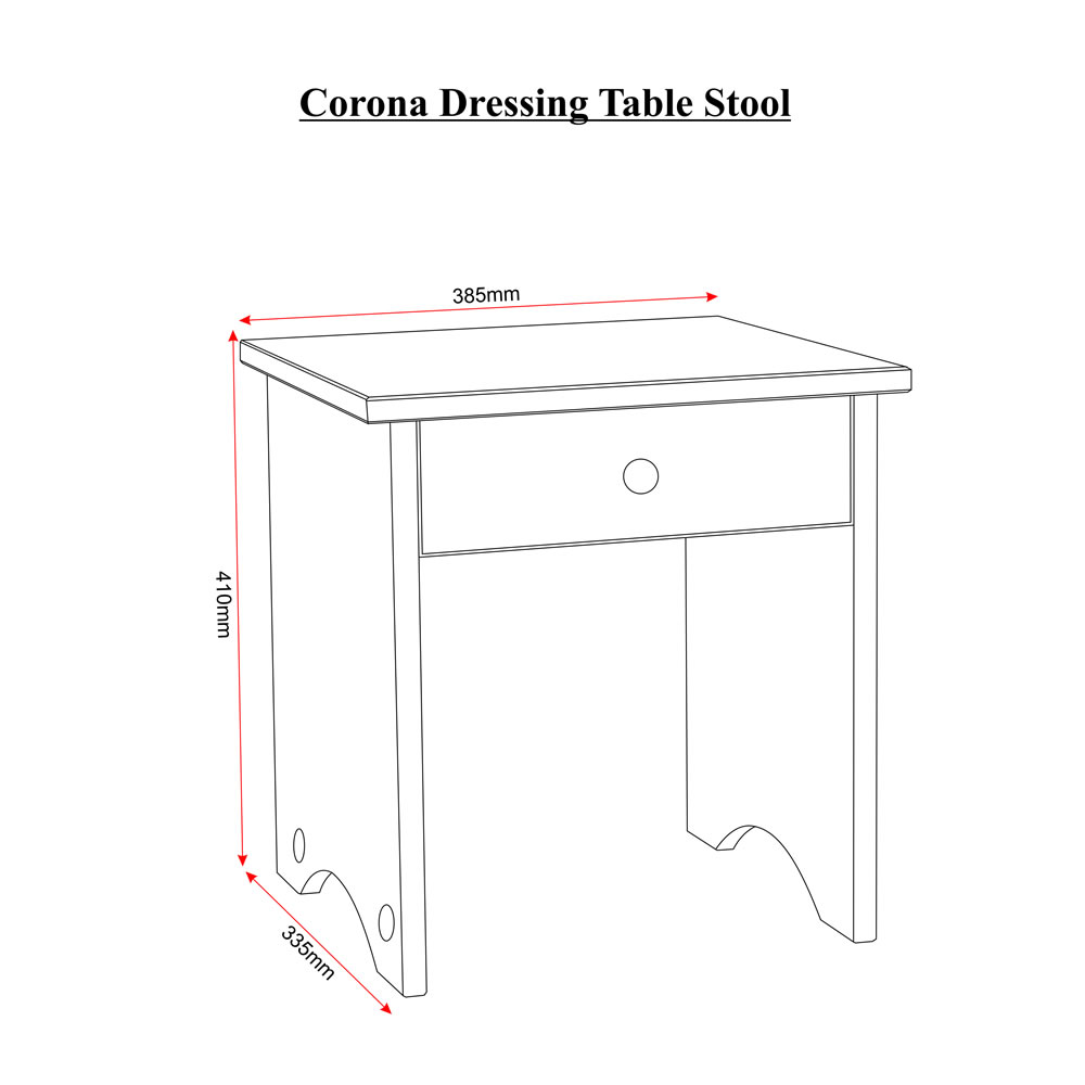 Corona Solid Pine Dressing Table Stool Image 2