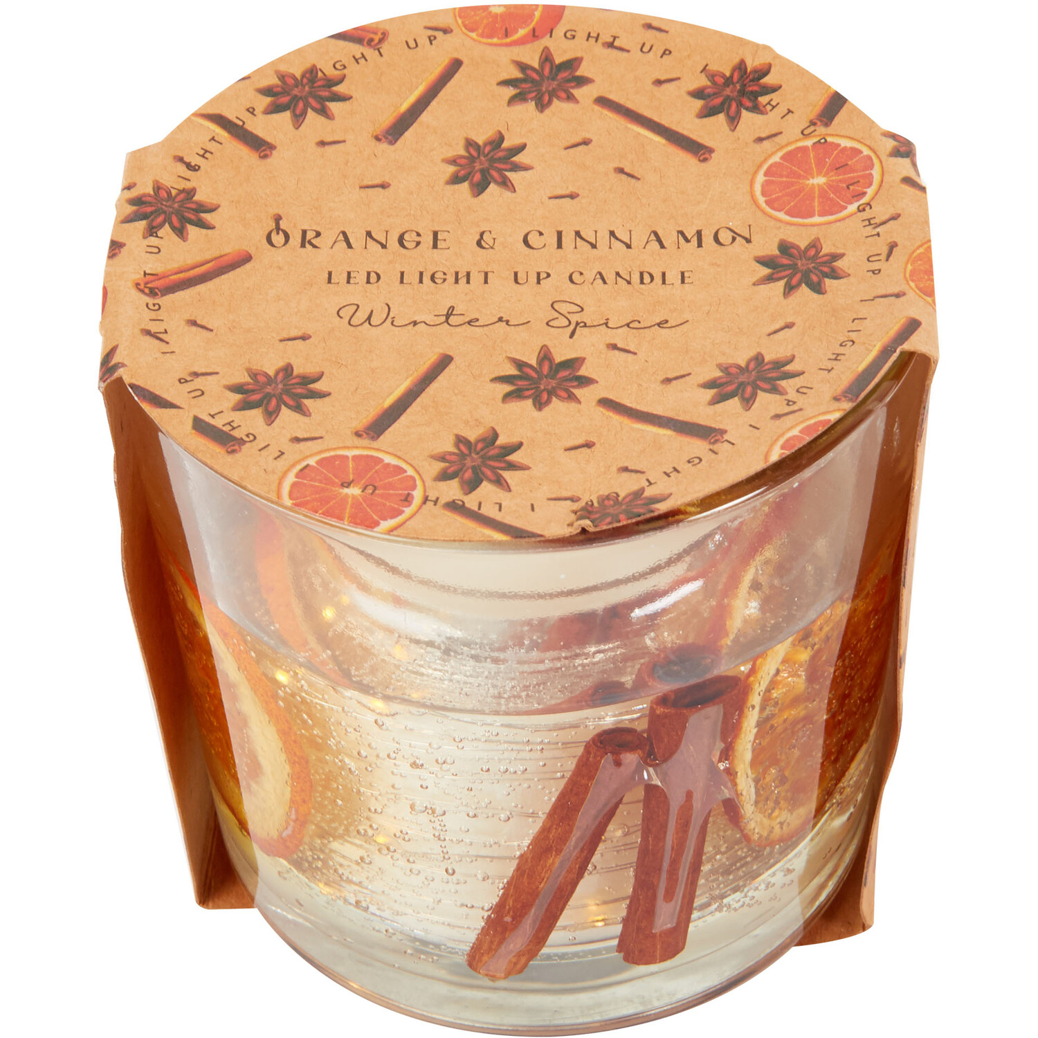 LED Light Up Candle - Orange and Cinnamon Image 3