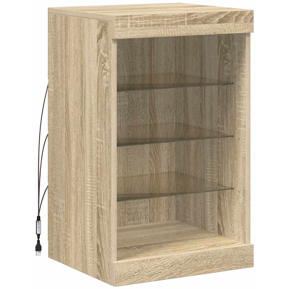 vidaXL 4 Open Shelf Sonoma Oak Sideboard with LED Light Image 2