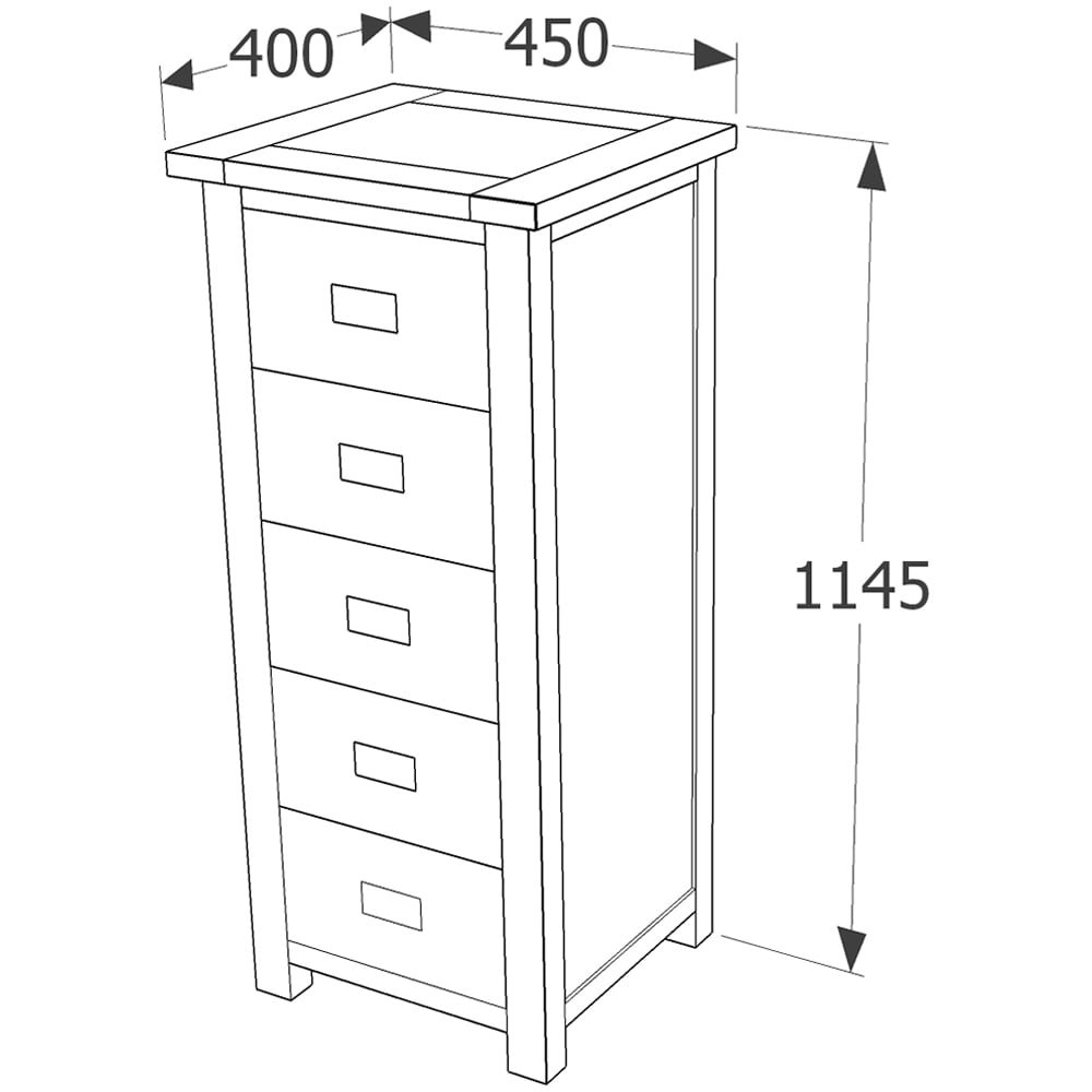 Core Products Dunkeld 5 Drawer Midnight Blue Narrow Chest of Drawers Image 7