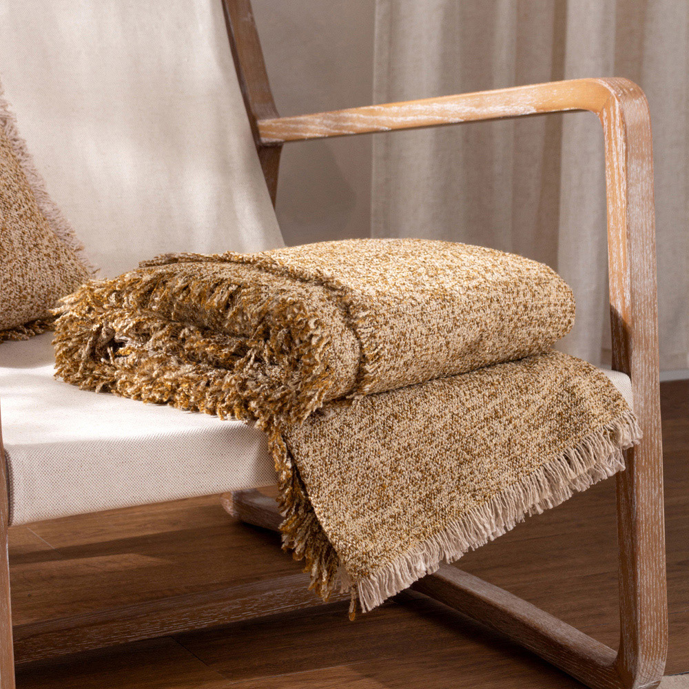 Yard Doze Biscuit Woven Fringed Throw 130 x 170cm Image 2