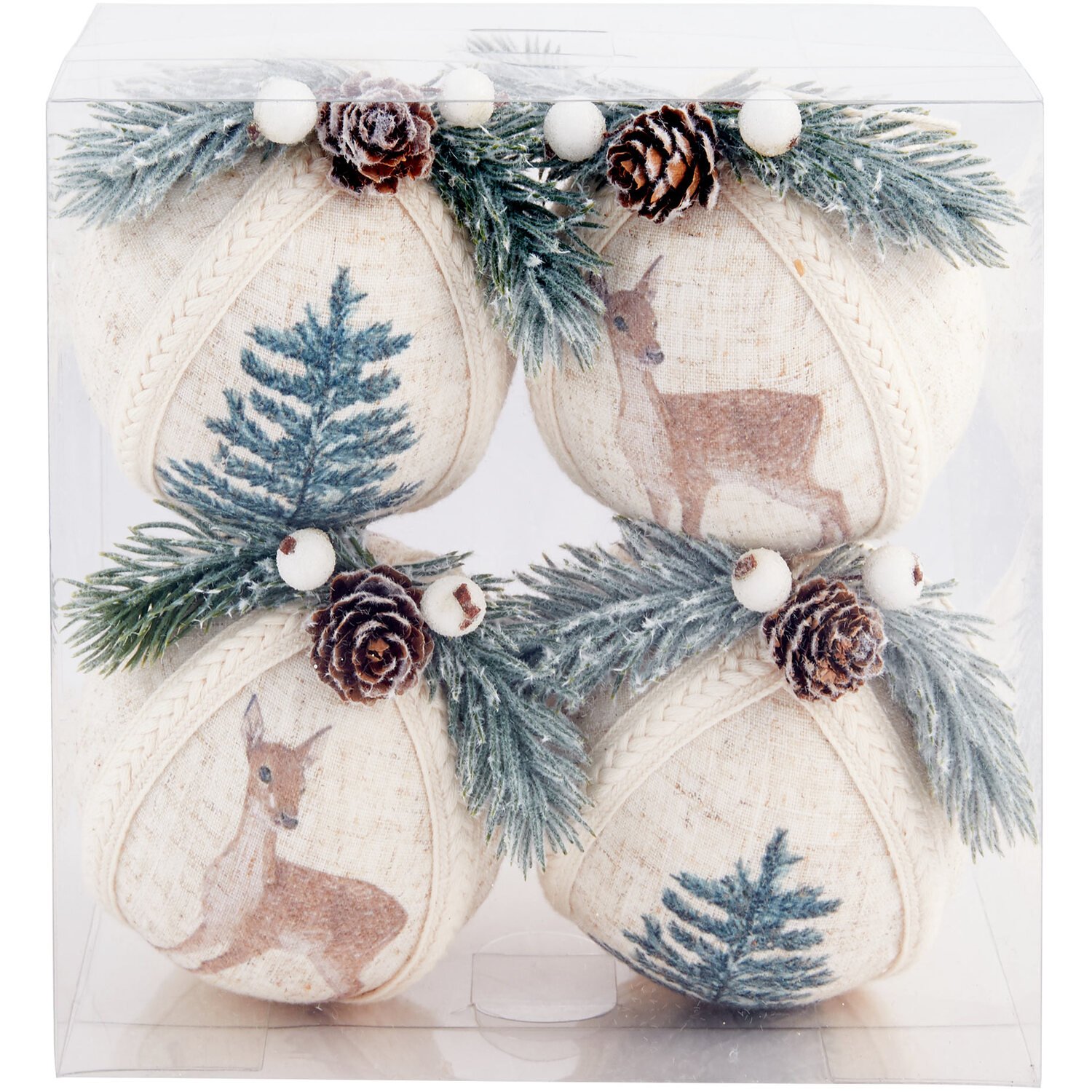 Pack of 4 Mistletoe Cottage Baubles Image 1